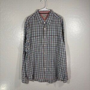 Carbon 2 Cobalt Shirt Mens Large Gauze Cotton Button long Sleeve Plaid